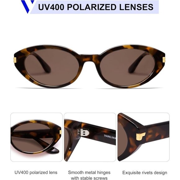 Retro Small Oval Sunglasses Polarized UV Protection Vintage Unisex Shades main image 4